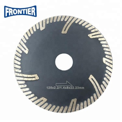 5inch 125*2.2/1.4*8*3*22.23mm hot press fine turbo blade with protection teeth for cutting granite